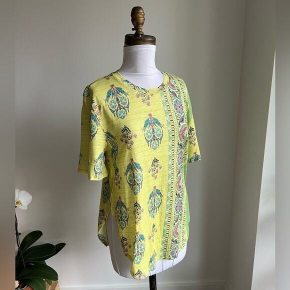 ANTHROPOLOGIE POSTMARK SHORT SLEEVE PAISLEY DELILAH TEE SIZE SMALL - Picture 1 of 7